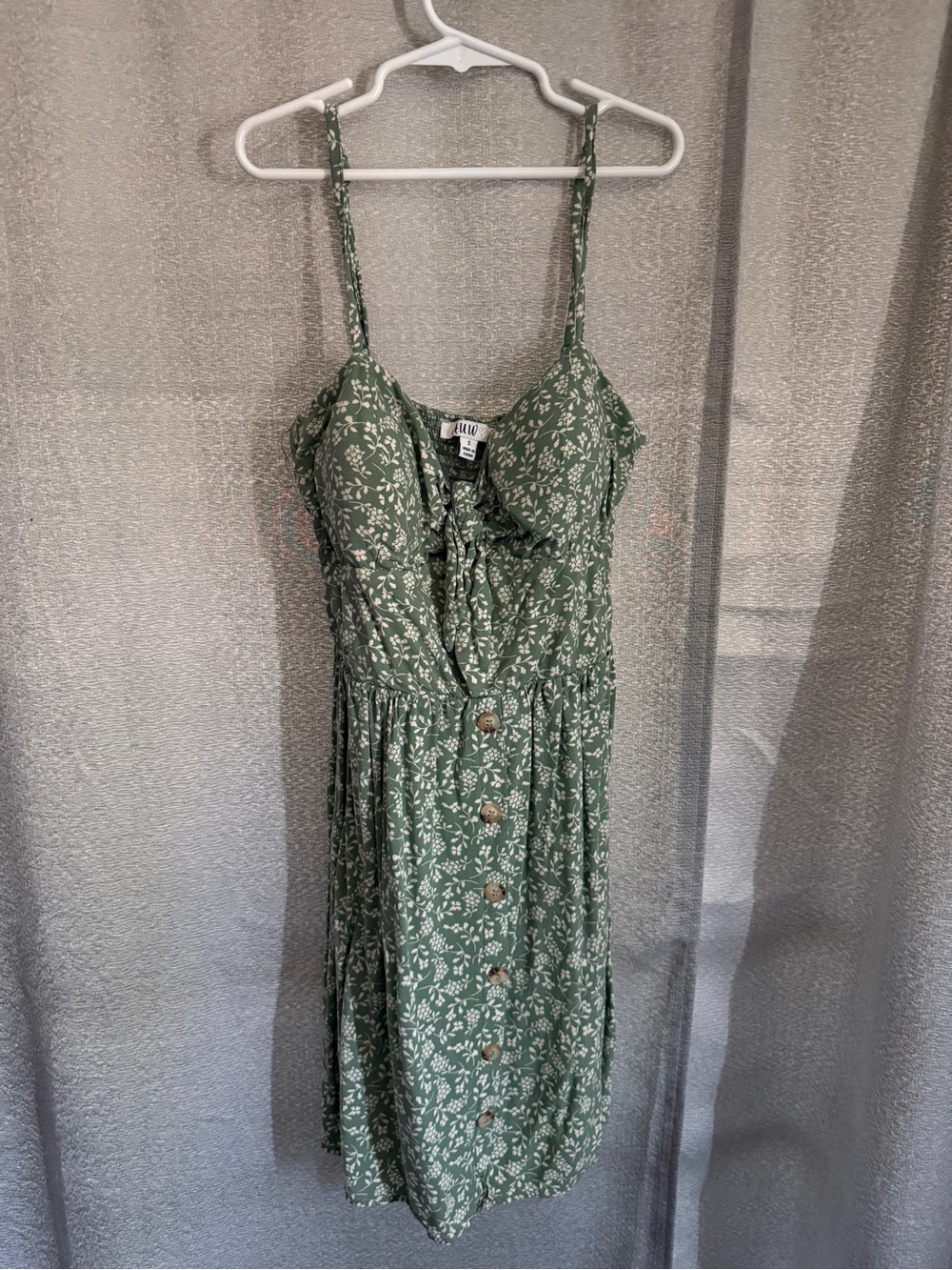 La Hearts Green Floral Button-Front Midi Dress